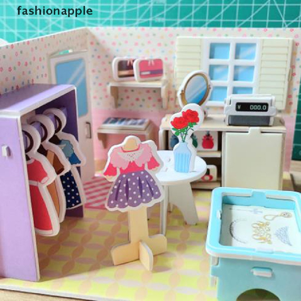 fashionapple-โมเดลบ้านตุ๊กตากระดาษ-3d-diy-พร้อมเฟอร์นิเจอร์-ของเล่นสําหรับเด็ก