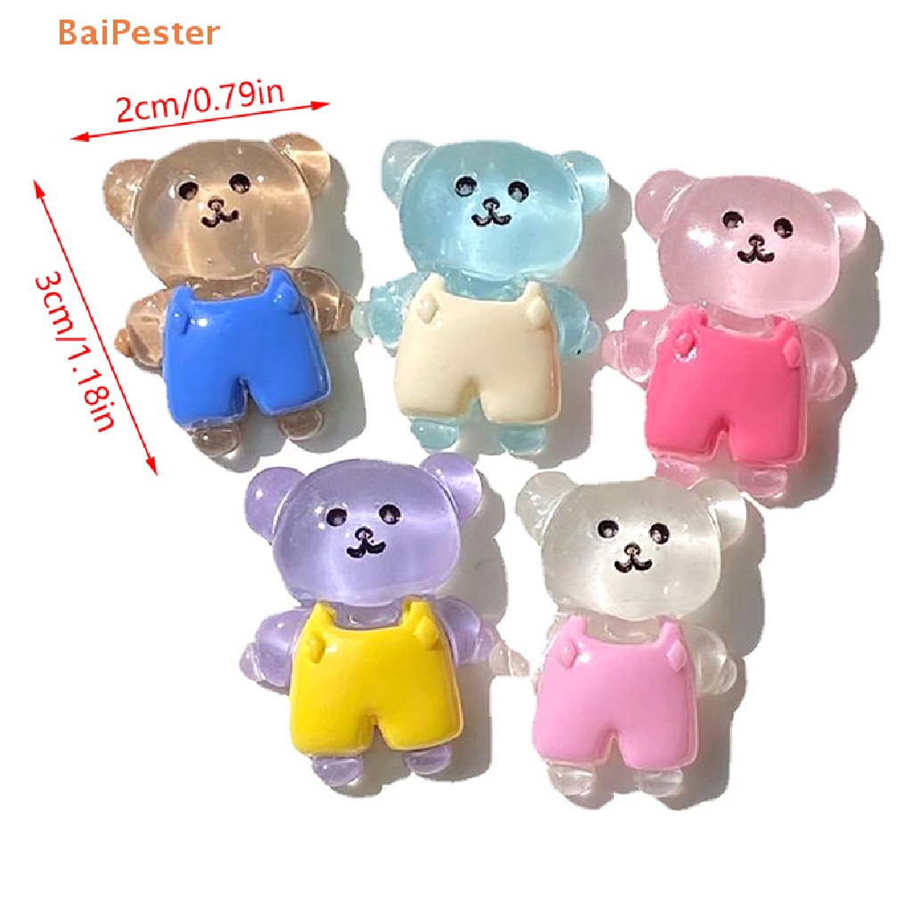 baipester-ตุ๊กตาฟิกเกอร์เรซิ่น-รูปหมีเรืองแสง-ขนาดเล็ก-สําหรับตกแต่งบ้าน-สวน-2-ชิ้น