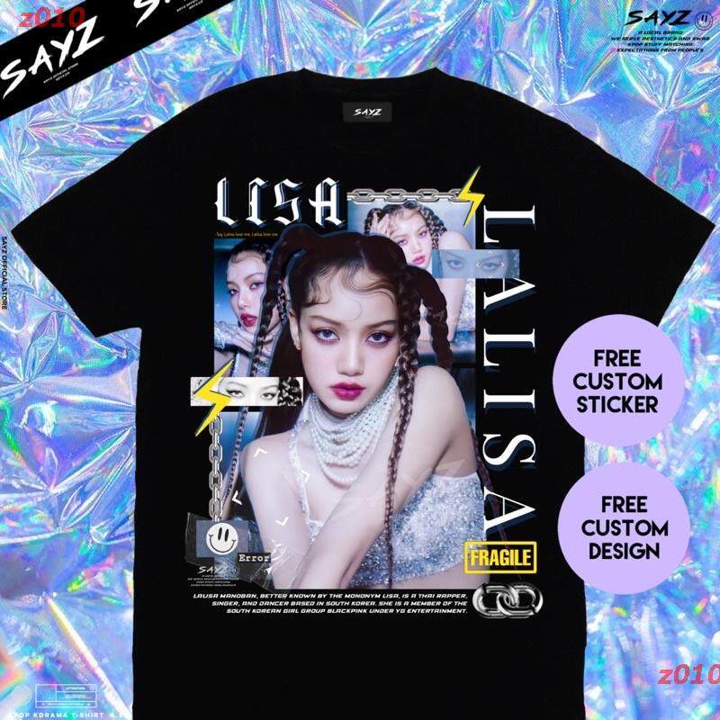 hot-sale-ราคาต่ำสุด-2022-blackpink-lisa-lalisa-album-solo-t-shirt-ผู้หญิง-ดพิมพ์ลาย-เสื้อยืดผ้าฝ้าย-คอกลม-cod-ความนิย