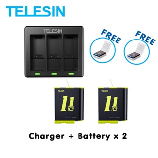 GoPro 11 / 10 / 9 Telesin Charger + Telesin Battery x 2 แท่นชาร์จ ที่ชาร์จ + แบตเตอร์รี่โกโปร 11 / 10 / 9 x 2