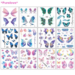 Purelove&gt; สติกเกอร์รอยสักชั่วคราว ลายผีเสื้อ 3D กันน้ํา สําหรับติดตกแต่งร่างกาย