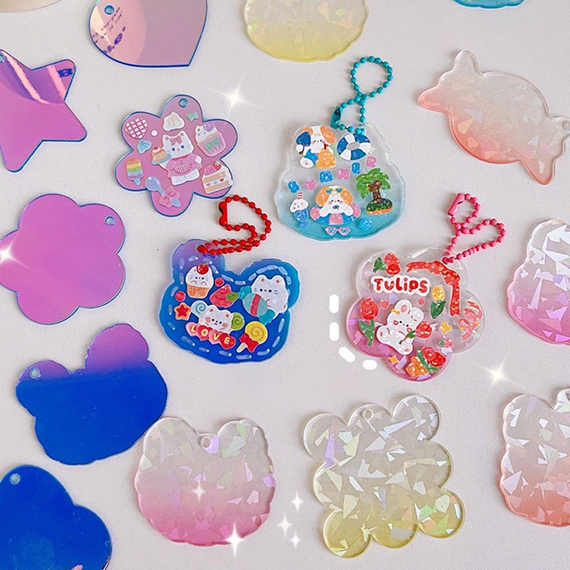 พวงกุญแจอะคริลิคใส-จี้คริสตัลใส-4-ชิ้น-diy