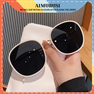 (AIMURUSI) แว่นตากันแดด กรอบทรงกลม ขนาดใหญ่ ป้องกันรังสีอัลตราไวโอเลต สีขาว สไตล์เกาหลี สําหรับผู้ชาย และผู้หญิง