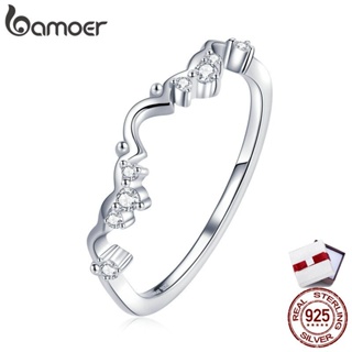 Bamoer Finger Ring With Cubic Zircon Crown Design Sterling Silver 925 Fashion Jewelry For Women &amp; Girls Gifts BSR192