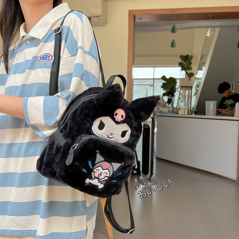 yadou-ใหม่สุนัขพุดดิ้งกระเป๋านักเรียนหญิง-kuromi-การ์ตูนกระเป๋าเป้สะพายหลังนักเรียนใหม่หวาน-kt-ตุ๊กตาแมวเป้คู่คุโลมิ