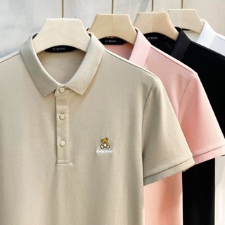 เสื้อยืด ผ้าฝ้าย และผ้าเรยอน คอปก สีพื้น แฟชั่นฤดูร้อน สําหรับผู้ชายวัยกลางคน 2022