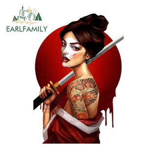 Earlfamily สติกเกอร์กันแดด กันน้ํา สไตล์ญี่ปุ่น 13 ซม. x 9.0 ซม. สําหรับติดตกแต่งกระจกรถยนต์