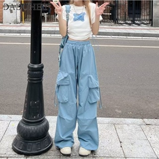 DaDuHey🎈 Womens  American Style Retro Overalls Hiphop Hip Hop Straight Wide Leg Pants High Waist Loose Casual Cargo Pants