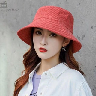 AUGUSTINA Women Hat Japanese Simple Fashion Solid Color Outdoor Soft Corduroy Bucket Hat