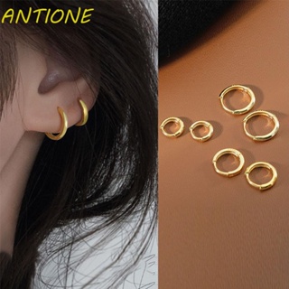 ANTIONE Accessories Round Earring Gold Minimalist Hoop Earrings Women Silver 6mm/8mm/10mm/12mm Huggie Gifts Simple Ear Buckle/Multicolor