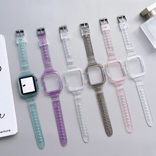 สายนาฬิกาข้อมือ TPU แบบใส แต่งกลิตเตอร์ สําหรับ Apple Watch Iwatch