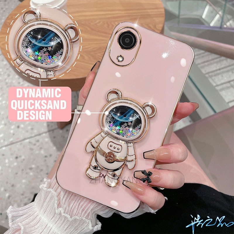 เคส-oppo-a17k-เคสโทรศัพท์มือถือ-ลายนักบินอวกาศ-3d-มีทรายไหล-หรูหรา-สําหรับ