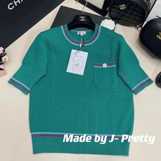 ฉลากถูกต้อง ‍♀️Ch23 เสื้อแขนสั้น ผ้าถัก ทรงสลิมฟิต สีตัดกัน สไตล์คลาสสิก แฟชั่นฤดูใบไม้ผลิ ฤดูร้อน