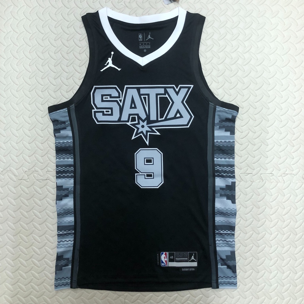 เสื้อกีฬาบาสเก็ตบอล-แขนกุด-ลายทีม-san-antonio-spurs-no-9parker-สีขาว-สําหรับผู้ชาย