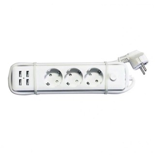 Sale! Durable Practical 4USB+3 Plug European Standard Round Hole Power Strip