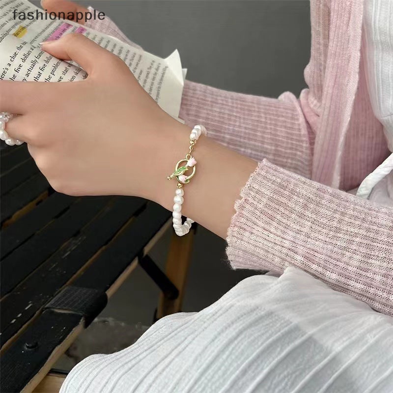 fashionapple-ใหม่-สร้อยข้อมือ-จี้รูปดอกทิวลิป-ประดับไข่มุก-สไตล์ฝรั่งเศส-วินเทจ-เรียบง่าย-แฟชั่นสําหรับผู้หญิง-พร้อมส่ง