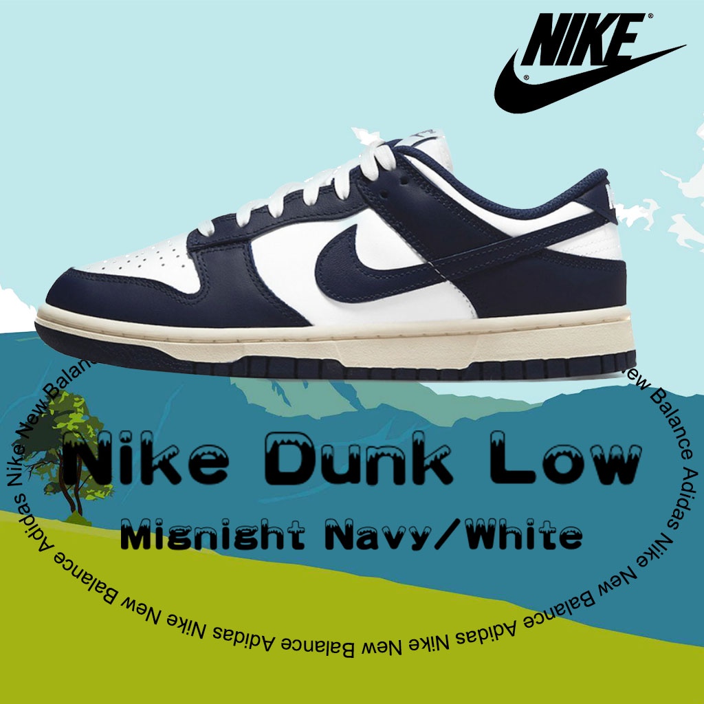 ของแท้-100-nike-dunk-low-mignight-navy-white-รองเท้าผ้าใบ-แฟชั่น-สะดวกสบาย