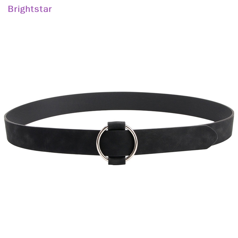 brightstar-เข็มขัดลําลอง-ไม่มีเข็ม-หัวเข็มขัดกลม-สีพื้น-แฟชั่นสําหรับสุภาพสตรี