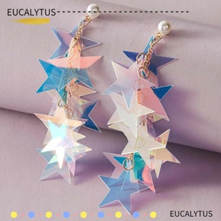 Eutus ต่างหูระย้า รูปดาว ประดับมุก กลิตเตอร์ หลากสี เครื่องประดับ สําหรับปาร์ตี้