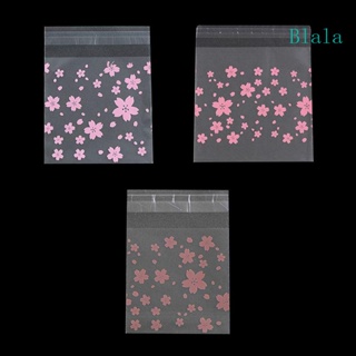 Blala ถุงขนมคุกกี้ พิมพ์ลายดอกซากุระ มีกาวในตัว สีชมพูหวานน่ารัก 100 ชิ้น