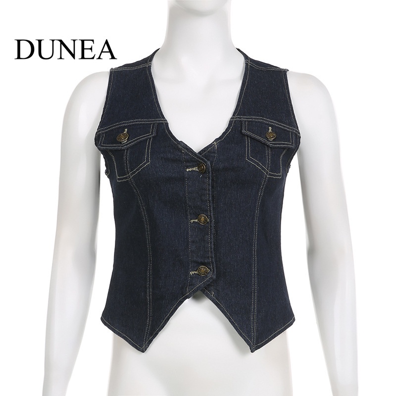 dunea-เสื้อกล้ามยีนคาร์โก้-คอวีลึก-เซ็กซี่-สําหรับผู้หญิง