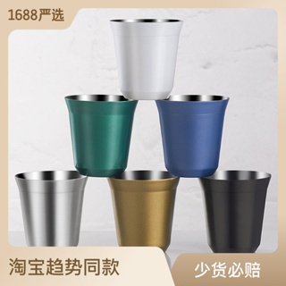 Spot second hair# stainless steel coffee cup capsule coffee cup 304 double-layer insulated portable mouth cup tea cup beer Milk Cup set 8.cc