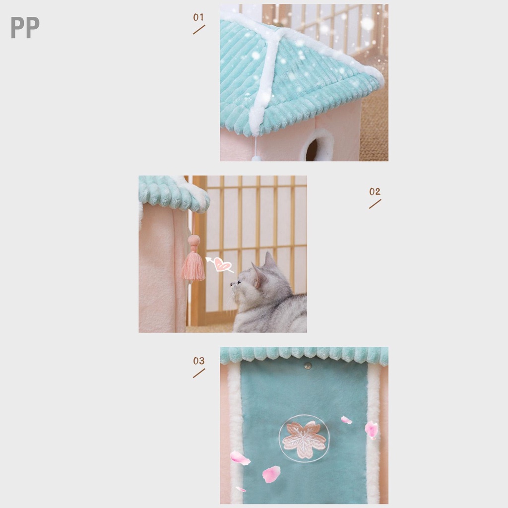 pp-แมวบ้านเตียงอบอุ่นนุ่มที่ถอดออกได้เบาะรูปทรงสี่เหลี่ยมสัตว์เลี้ยงถ้ำเตียงสำหรับสุนัขกระต่าย