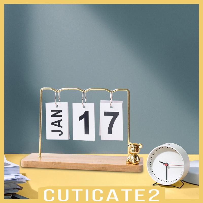 cuticate2-ปฏิทินตั้งโต๊ะ-ฐานไม้-รูปหมี-สําหรับตกแต่งบ้าน-ห้องนอน-ห้องครัว