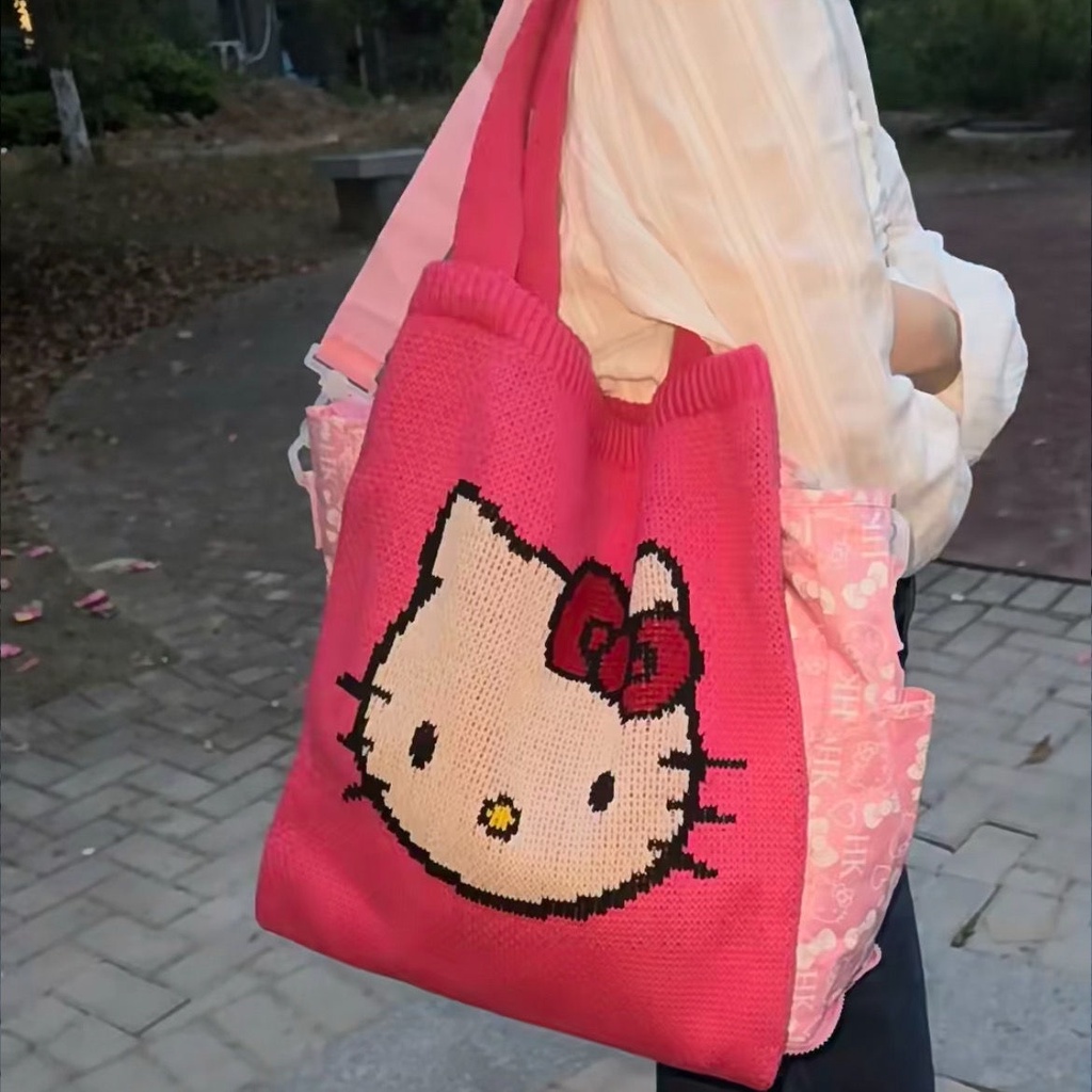 new-cute-childrens-knitting-bag-kitty-cartoon-carrying-one-shoulder-large-capacity-ins-handbag-todd-bag