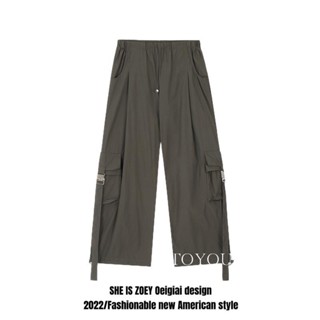 2TOYOUNG  กางเกงขายาว คาร์โก้ กางเกง เชือกอเมริกันคลาสิค Cargo pants 2023 NEW AG081218 Korean Style รุ่นใหม่ Beautiful ทันสมัย A90M08T 36Z230909