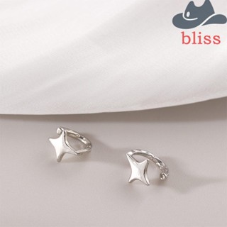 Bliss ต่างหูแบบหนีบ รูปดาว สีเงิน เรียบง่าย สําหรับผู้หญิง