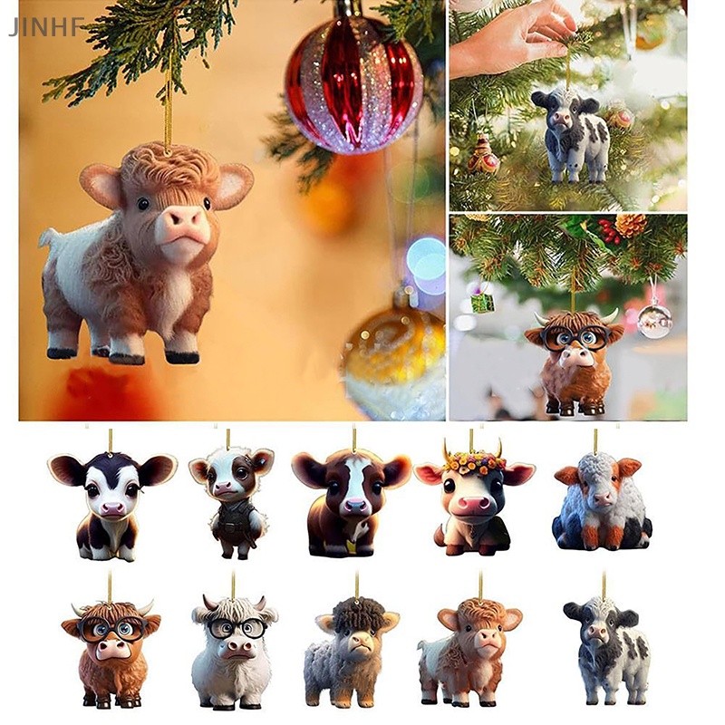 bestbuyshop-จี้รูปการ์ตูนวัวน่ารัก-สําหรับตกแต่งบ้าน-ต้นคริสต์มาส