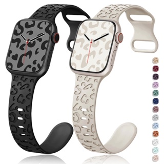สายนาฬิกาข้อมือซิลิโคน ลายเสือดาว สําหรับ Apple Watch Ultra 49 มม. 45 มม. 44 มม. 42 มม. 41 มม. 40 มม. 38 มม. iWatch Series 8 7 6 5 4 3 SE
