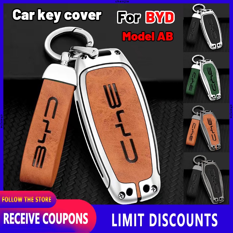 เคสกุญแจรถยนต์-หนังวัวแท้-สังกะสีอัลลอย-คุณภาพสูง-สําหรับ-byd-รุ่น-a-b-atto-3-yuan-plus