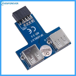 Ev อะแดปเตอร์การ์ดขยาย USB 9Pin ตัวเมีย 1 เป็น 2 ตัวเมีย USB 2 0