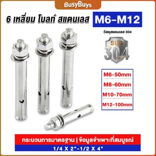 B.B. พุกสแตนเลส ขนาด 304 M6 M8 M10 M12 6 หัวเหลี่ยม  สแตนเลส Expansion Bolt