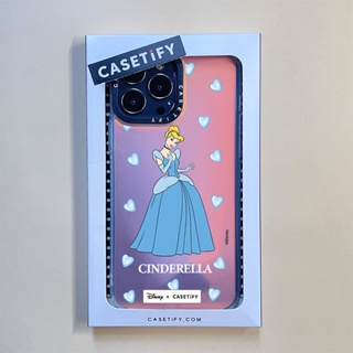 Casetify X Disney Princess Cinderella เคสโทรศัพท์มือถือ PC TPU แข็ง ขอบลายเลเซอร์ สําหรับ IPhone 14 Pro MAX 14 Plus 13 Pro MAX 12 Pro MAX 11 Pro MAX XS MAX XR X