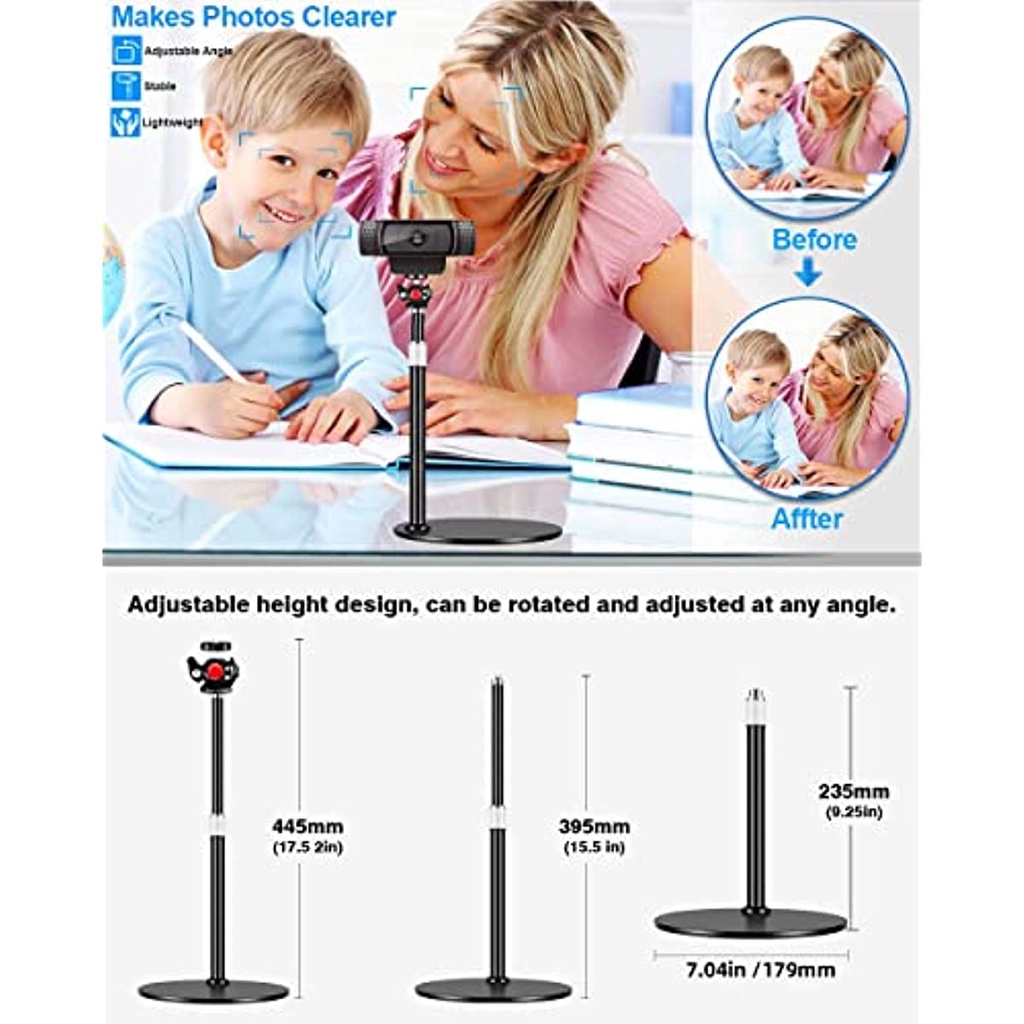 โลหะล้วน-ขาตั้งกล้องเว็บแคม-สําหรับโต๊ะ-ขาตั้งกล้องเว็บแคม-พร้อม-360-หัวบอล-ปรับความสูงได้-สําหรับกล้องเว็บแคม-logitech-c930-c922-brio-4k-และเว็บแคมอื่นๆ