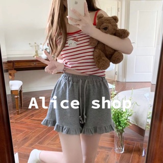 Alice  กางเกงขาสั้น กางเกงเอวสูง กางเกงขาสั้นสาวอวบ  สวย ทันสมัย Comfortable High quality A24L0AH 36Z230909