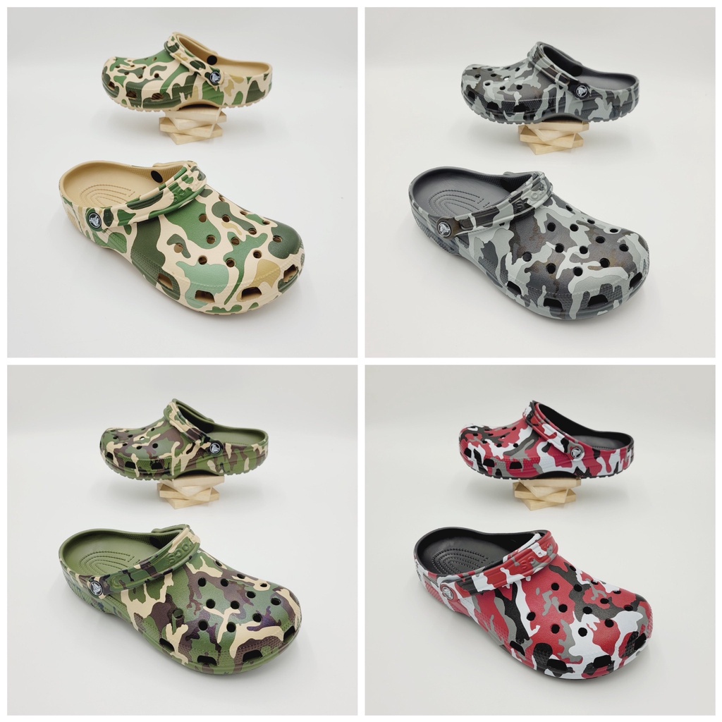 รองเท้าลำลองแฟชั่น-สไตล์-crocs-classic-printed-camo-clog