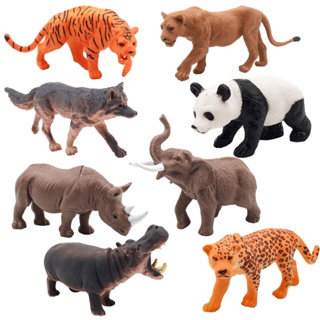 8pcs Toddler For Kids Realistic Boys Girls Panda Educational Toys Wolf Leopard Giraffe Lion Hippo Jungle Animals Figures
