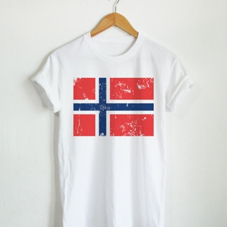 เสื้อยืดลาย ธงชาตินอร์เวย์ Norway Flag เสื้อยืดสกรีน เสื้อสกรีน แขนสั้น คอกลม