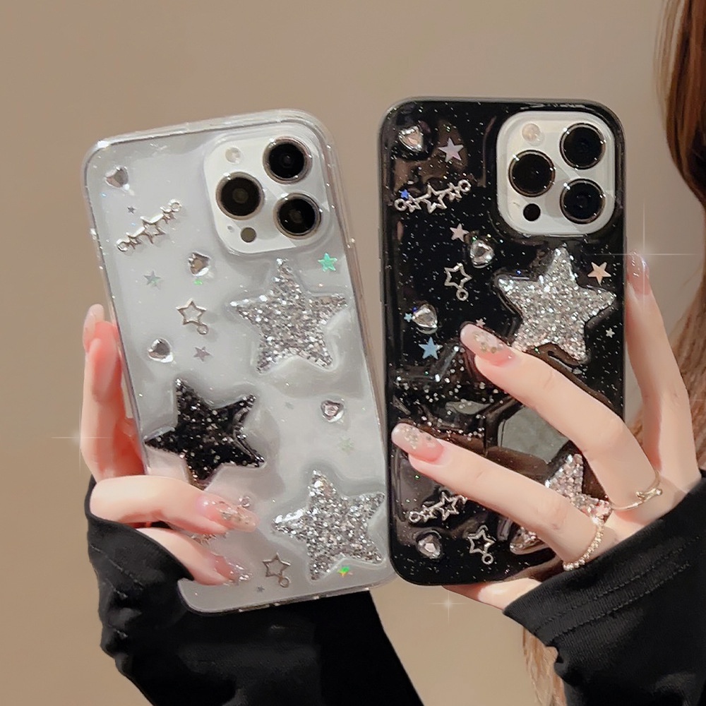 เคสโทรศัพท์มือถือ ซิลิโคน tpu ลายดาว สีพื้น สําหรับ iphone 11 12 13 14 pro  max x xr xs max plus se2020