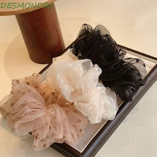 Desmondri Organza Heart Scrunchies แฟชั่นย้อนยุคผมแหวนหรูหราสาวผ้าโพกศีรษะใหม่ Headwear ยางรัดผม