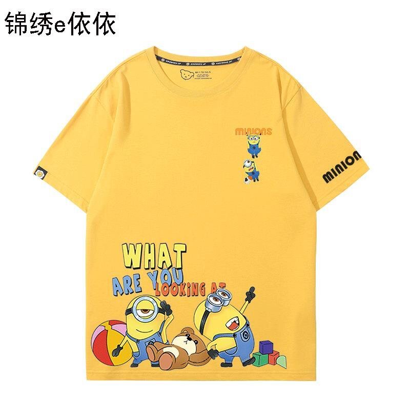 เสื้อยืดแขนสั้น-ผ้าฝ้ายแท้-พิมพ์ลายการ์ตูนมินเนี่ยน-despicable-me-แฟชั่นฤดูร้อน-สําหรับเด็กผู้ชาย-และเด็กผู้หญิง