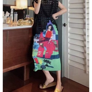 2MUAY PLEAT กระโปรงผู้หญิง กระโปรงพลีทคุณภาพ รุ่น CX90614 FREE SIZE PRINTED PENCIL PLEAT SKIRT