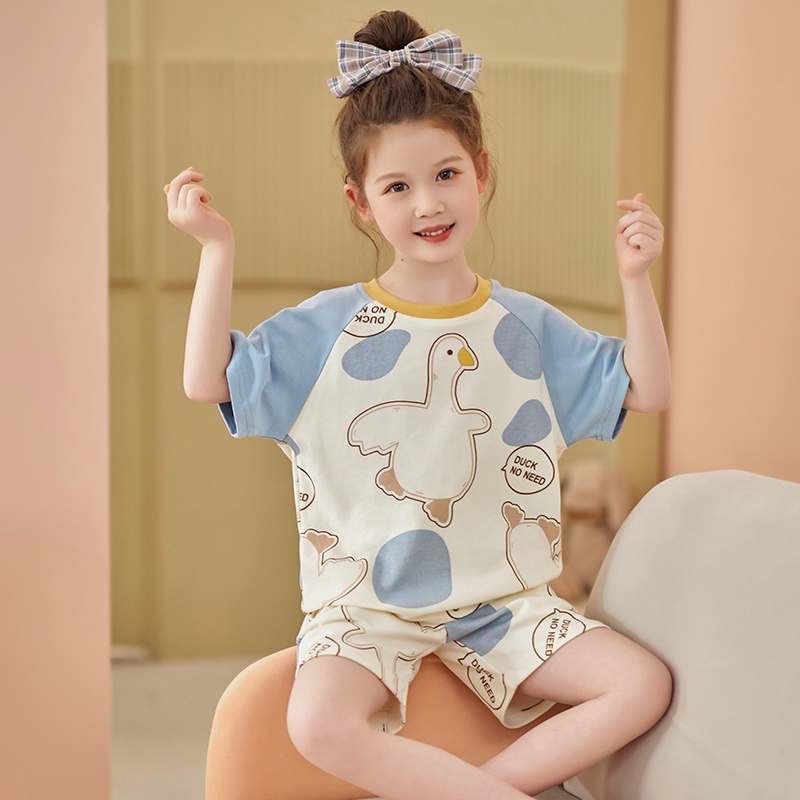 summer-new-short-sleeved-shorts-cotton-duck-childrens-pajamas-cute-cartoon-childrens-home-clothes