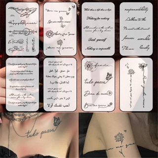 【Magic Tattoo】สติกเกอร์รอยสักชั่วคราว ลายตัวอักษรภาษาอังกฤษ กันน้ํา ติดทนนาน 15 วัน 8 ชิ้น ต่อชุด