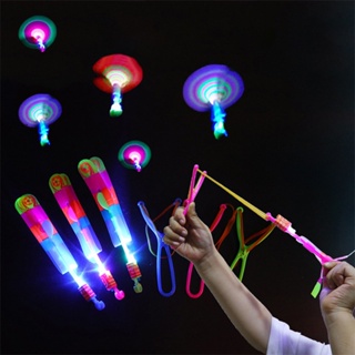 Amazing Light Toy Arrow Rocket Helicopter Flying Toy LED Light Toys Party Fun Gift Rubber Band Catapult