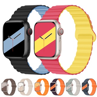 สายนาฬิกาข้อมือซิลิโคน แบบแม่เหล็ก สําหรับ Apple watch band 45 มม. 41 มม. 44 มม. 40 มม. 42 มม. 38 มม. iWatch UItra 8 7 6 5 4 3 2 1 SE